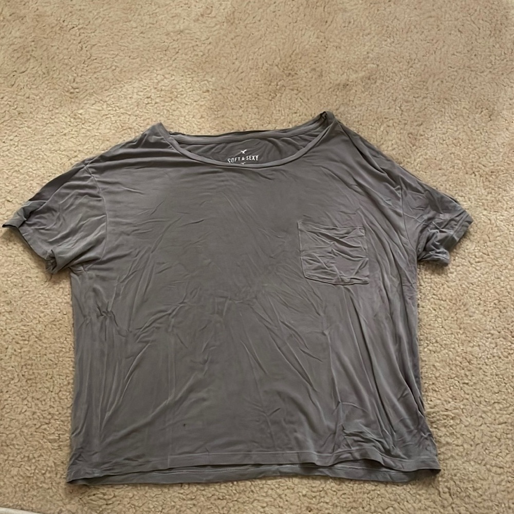 Womens medium short sleeve grey crop top
